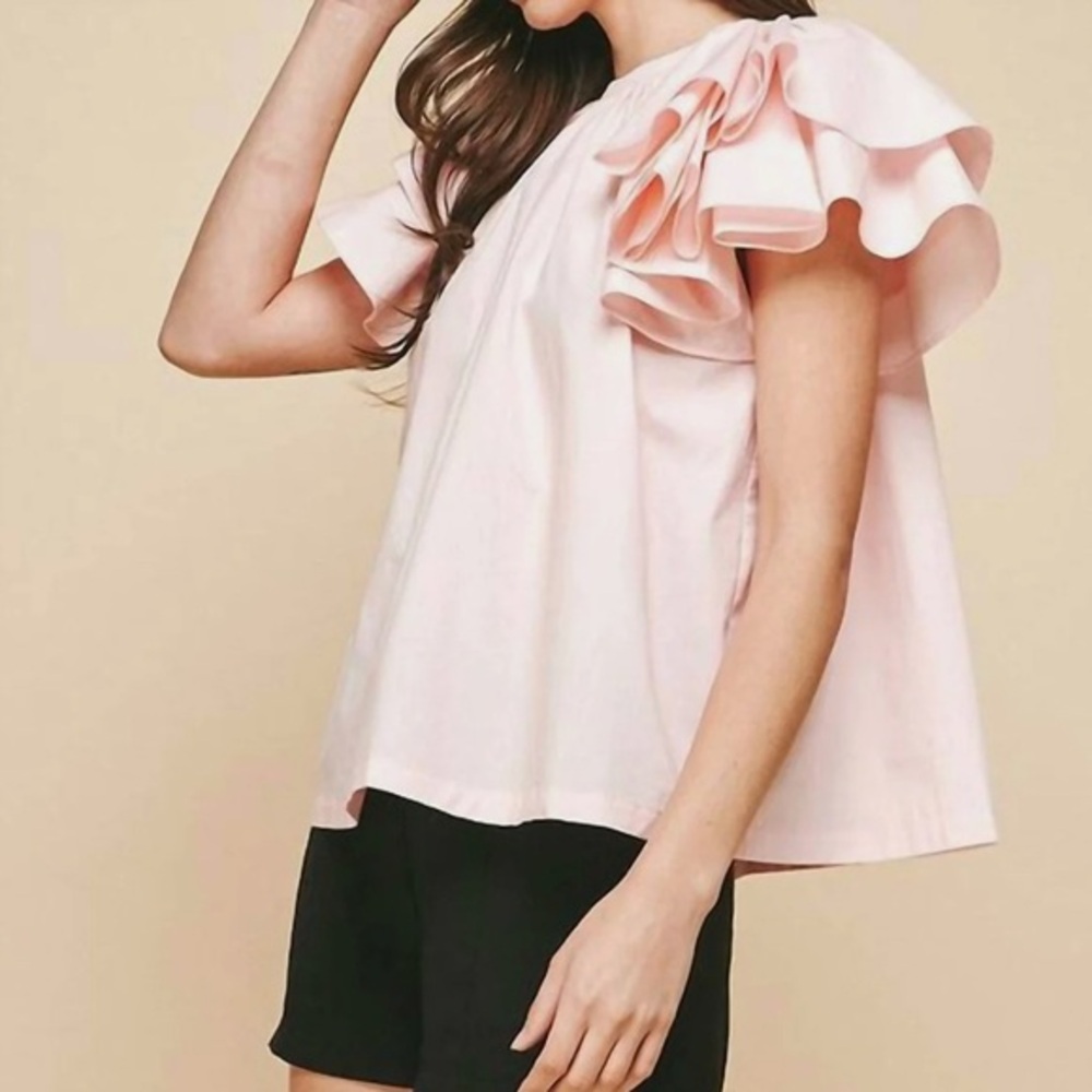 PINCH‎ Boutique Women's WHITE Flutter Sleeve Top